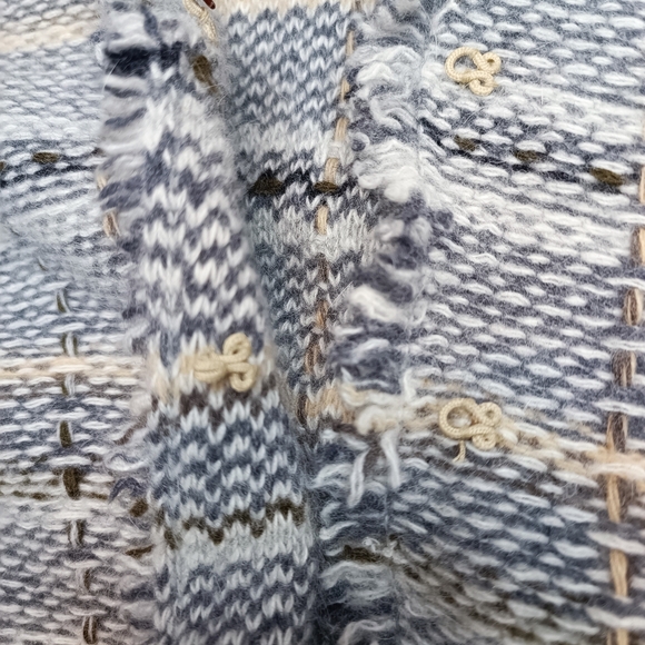 Banana Republic Gray Wool Angora Blend Fringed Cardigan Made In Hong Kong Size L - Picture 11 of 11